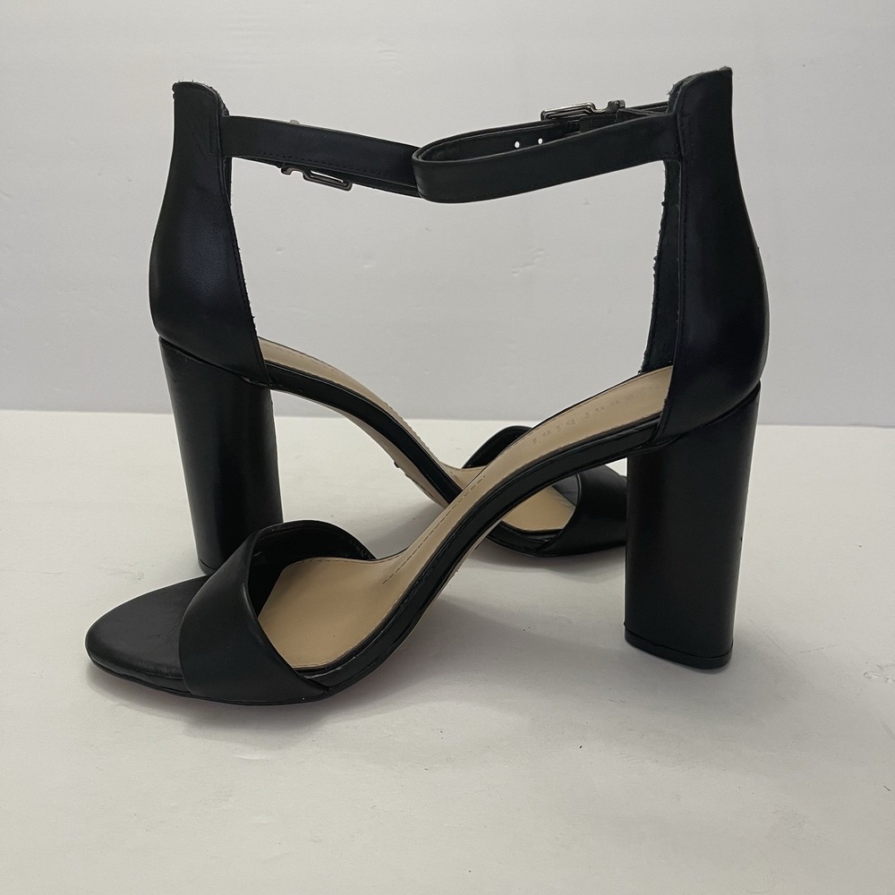 Gianni Bini‎ Joenah Black Leather Sandals Womens 8 Block Heel Ankle Strap - Picture 6 of 10